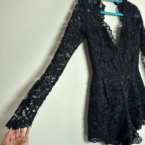 Lovers + Friends Long Sleeve Lace Romper Eve - Picture 5 of 11